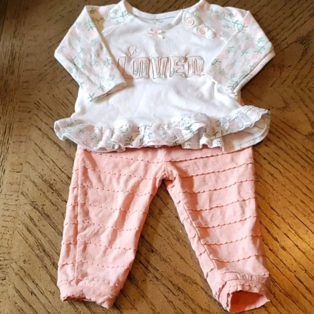 6 month girls long sleeve floral top and pants set